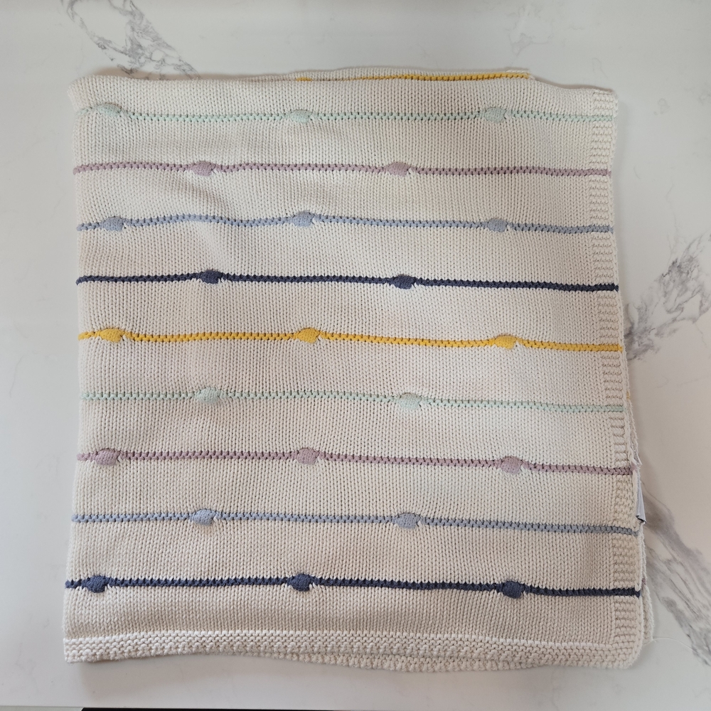 Striped Knit Blanket with Multicolor Accents